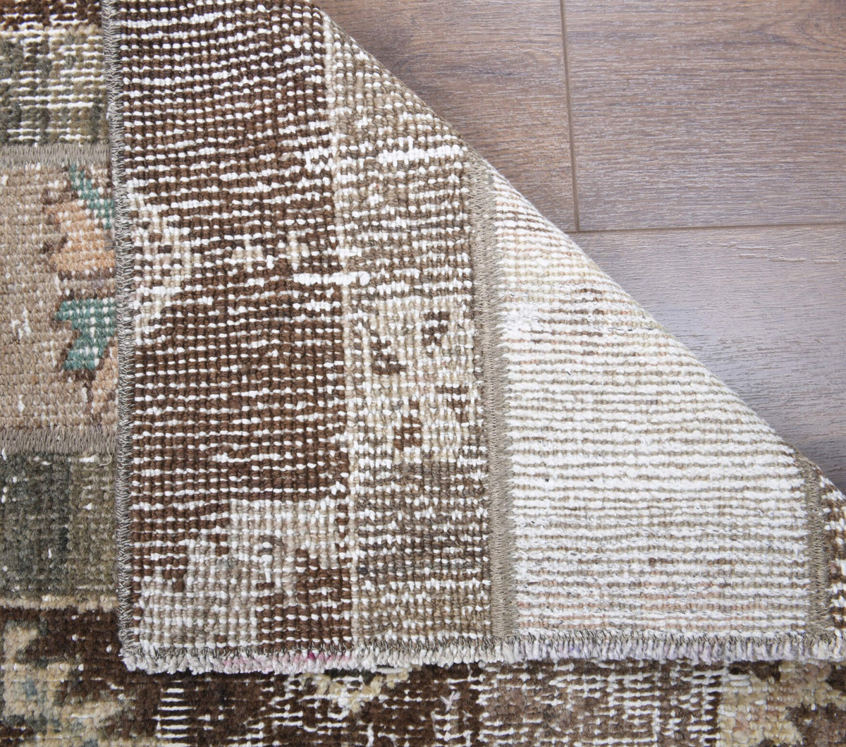 El yapımı vintage yolluk 51x269 cm i̇kat desenli yün - kenar ve saçak detayı