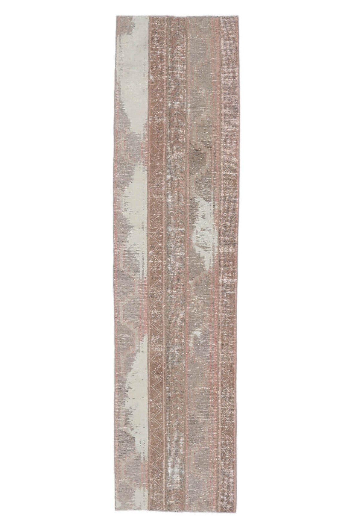 2x9 Vintage Handwoven Patchwork Brown Runner