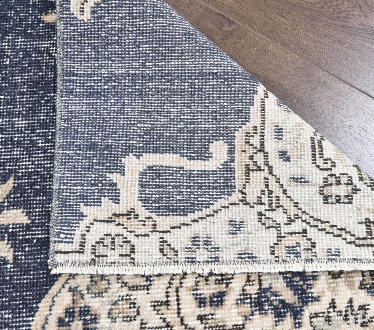 El yapımı vintage yolluk 61x244 cm çiçek desenli desenli yün - üstten görünüm