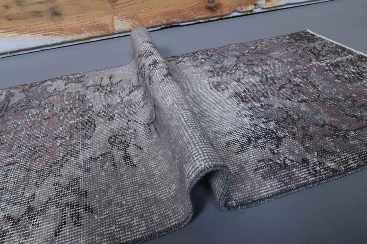 El yapımı vintage yolluk 56x284 cm oryantal desenli yün - üstten görünüm
