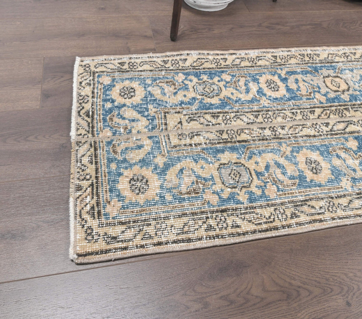 El yapımı vintage yolluk 48x259 cm tribal desenli yün - desen detayı