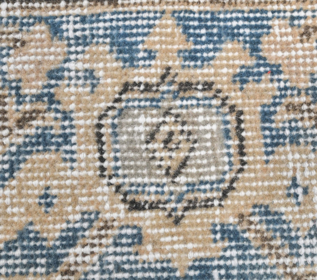 El yapımı vintage yolluk 48x259 cm tribal desenli yün - açık alan görünümü