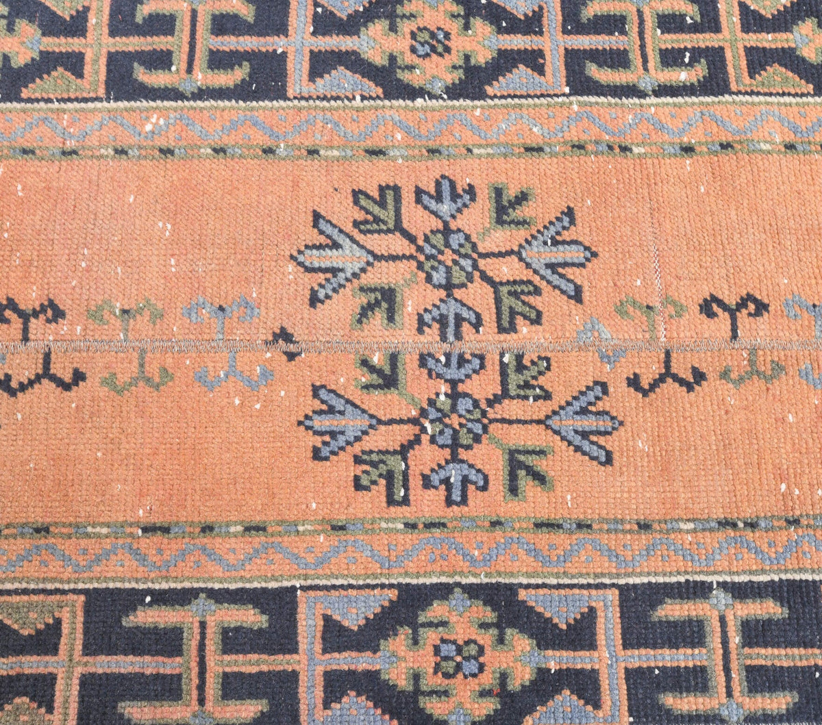 El yapımı vintage yolluk 71x279 cm dikişli desenli yün - desen detayı