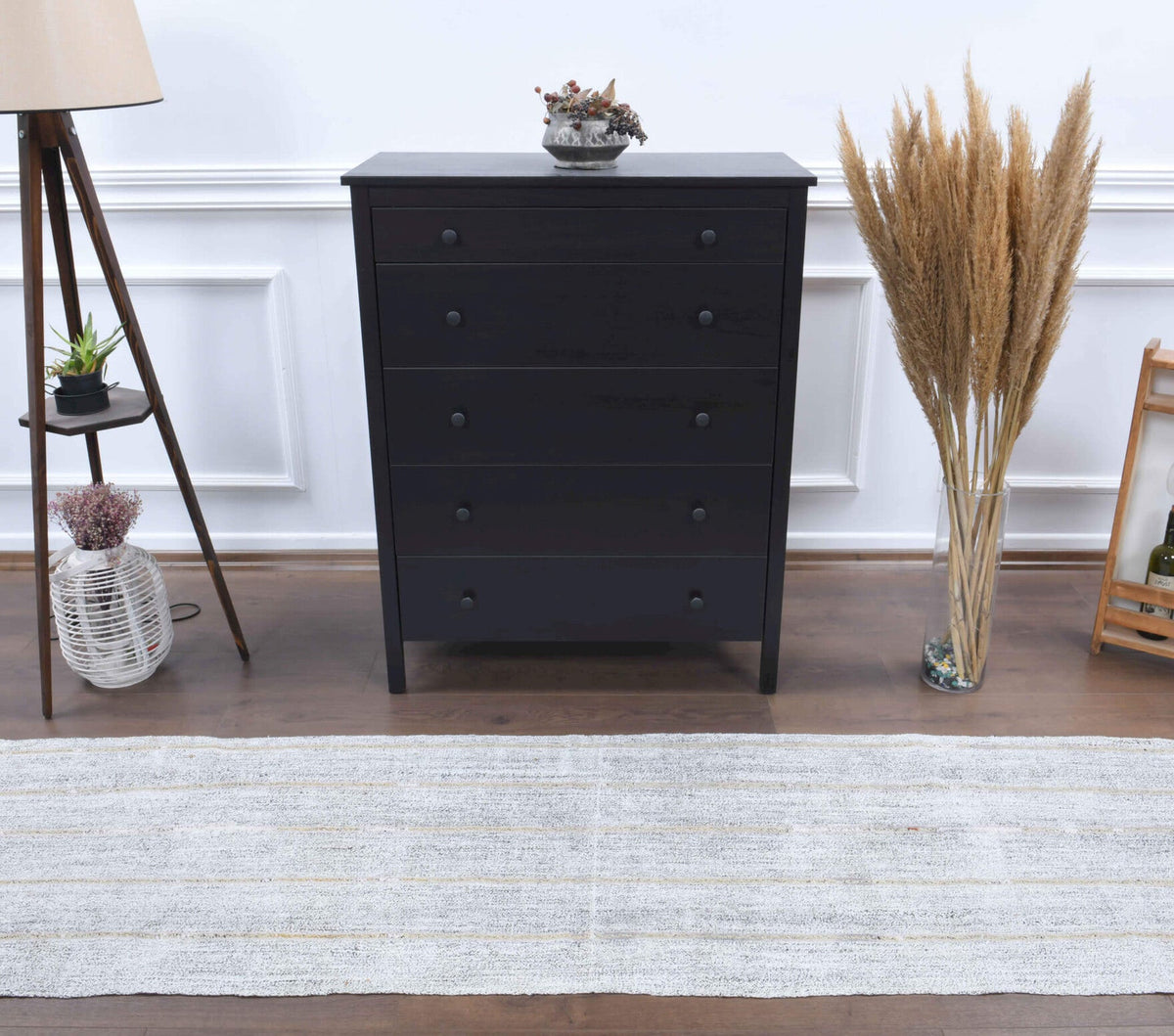 El yapımı vintage yolluk 71x269 cm düz desenli yün - detay görünümü