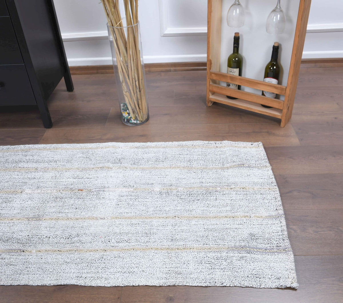 El yapımı vintage yolluk 71x269 cm düz desenli yün - üstten görünüm