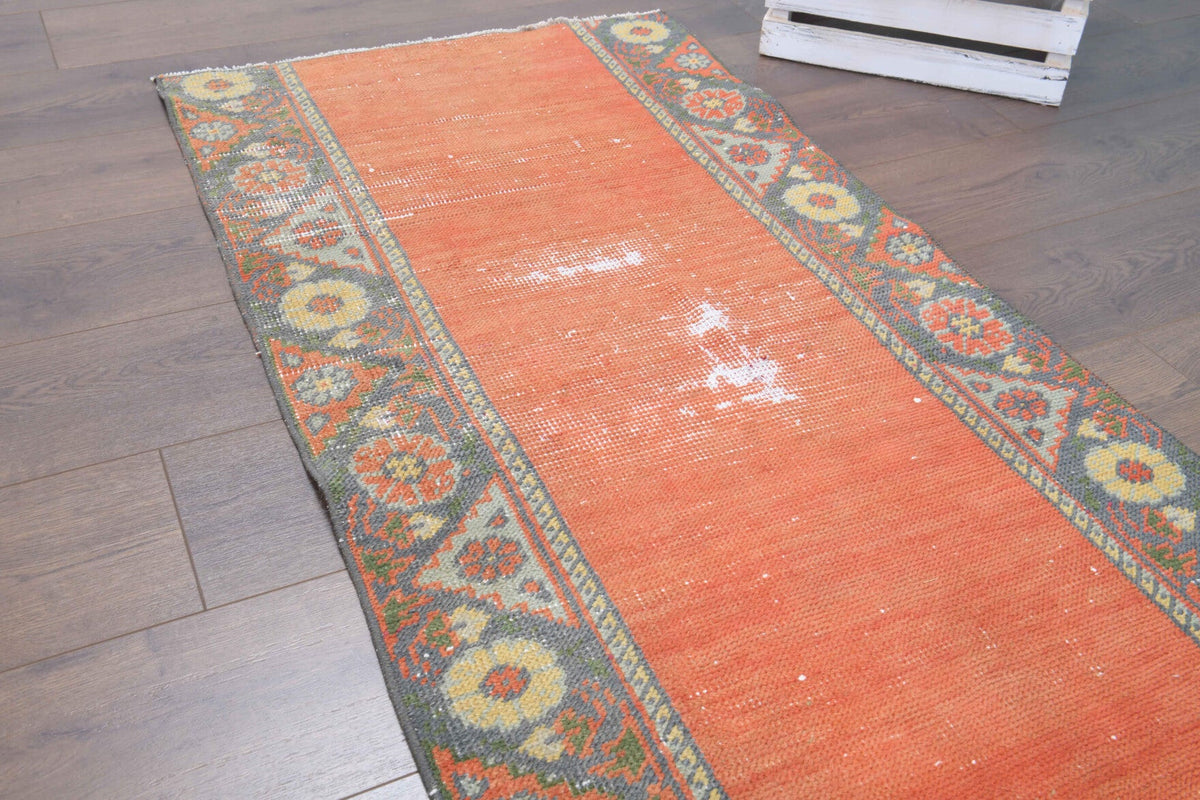 El yapımı vintage yolluk 74x259 cm bordürlü desenli yün - desen detayı