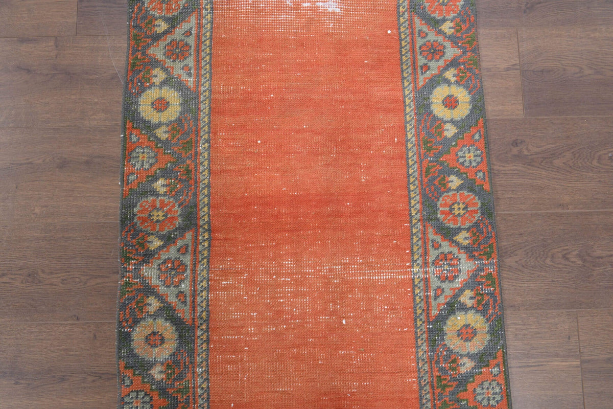 El yapımı vintage yolluk 74x259 cm bordürlü desenli yün - mekan görünümü