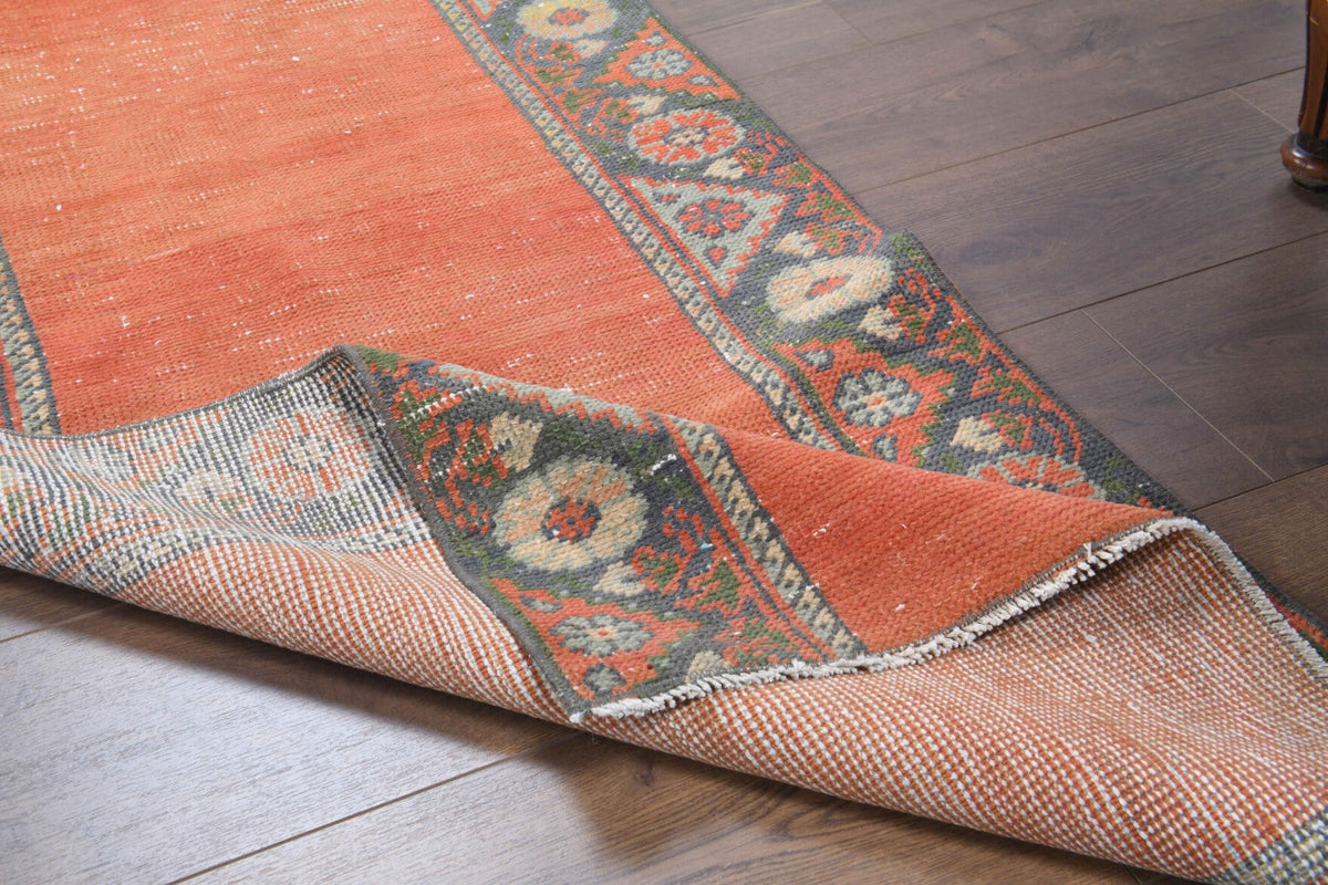 El yapımı vintage yolluk 74x259 cm bordürlü desenli yün - farklı açıdan görünüm