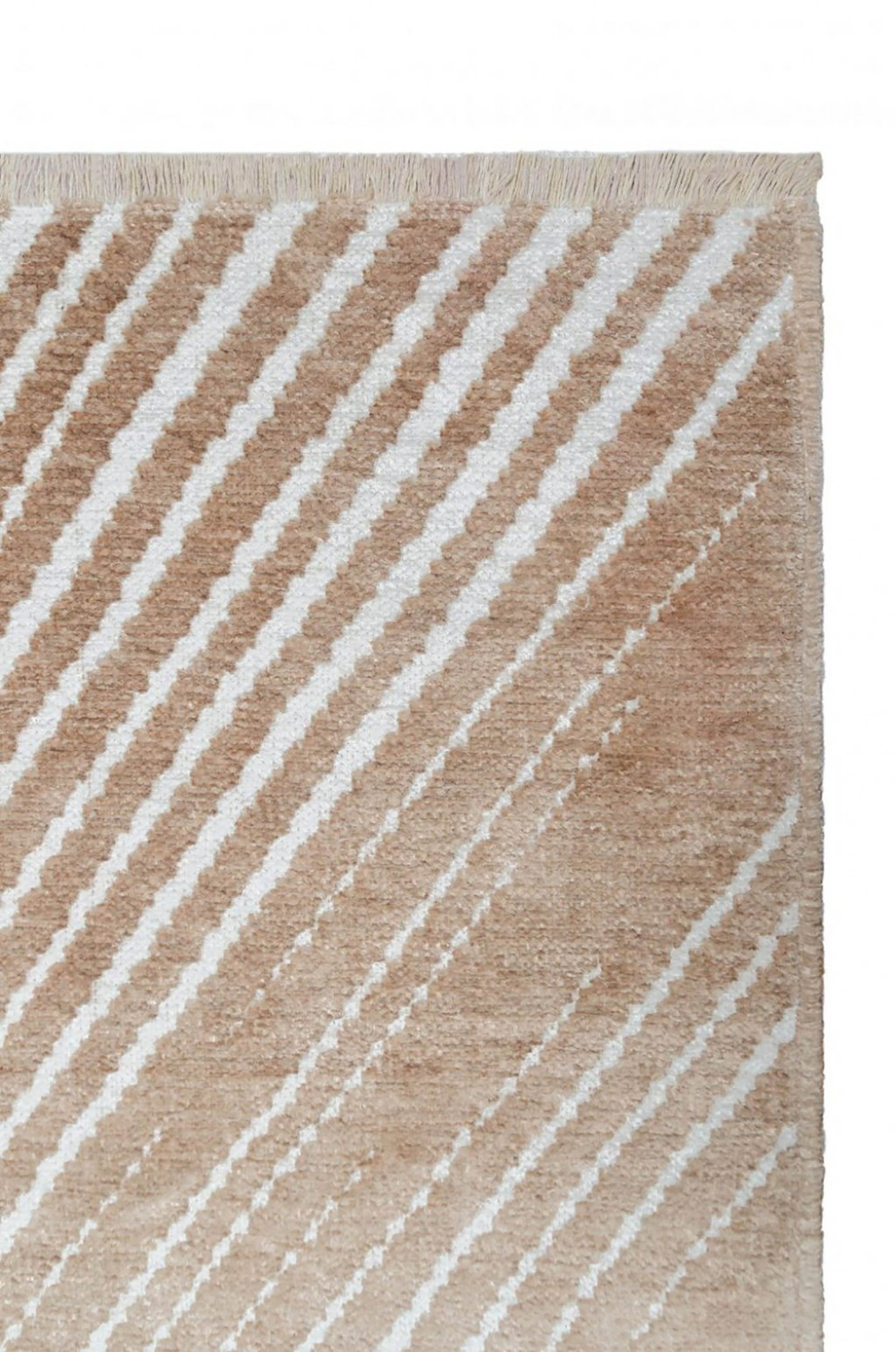 Çift Taraflı Bej ve Krem Modern İskandinav Geometrik Desen Halı
