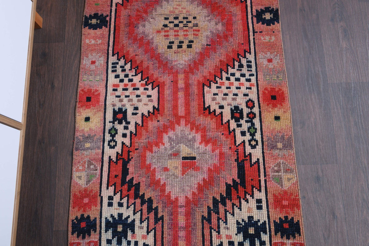 El yapımı vintage yolluk 81x315 cm oryantal desenli yün - desen detayı