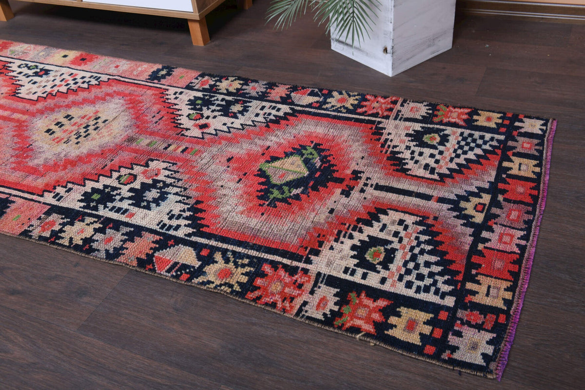 El yapımı vintage yolluk 81x315 cm oryantal desenli yün - mekan görünümü