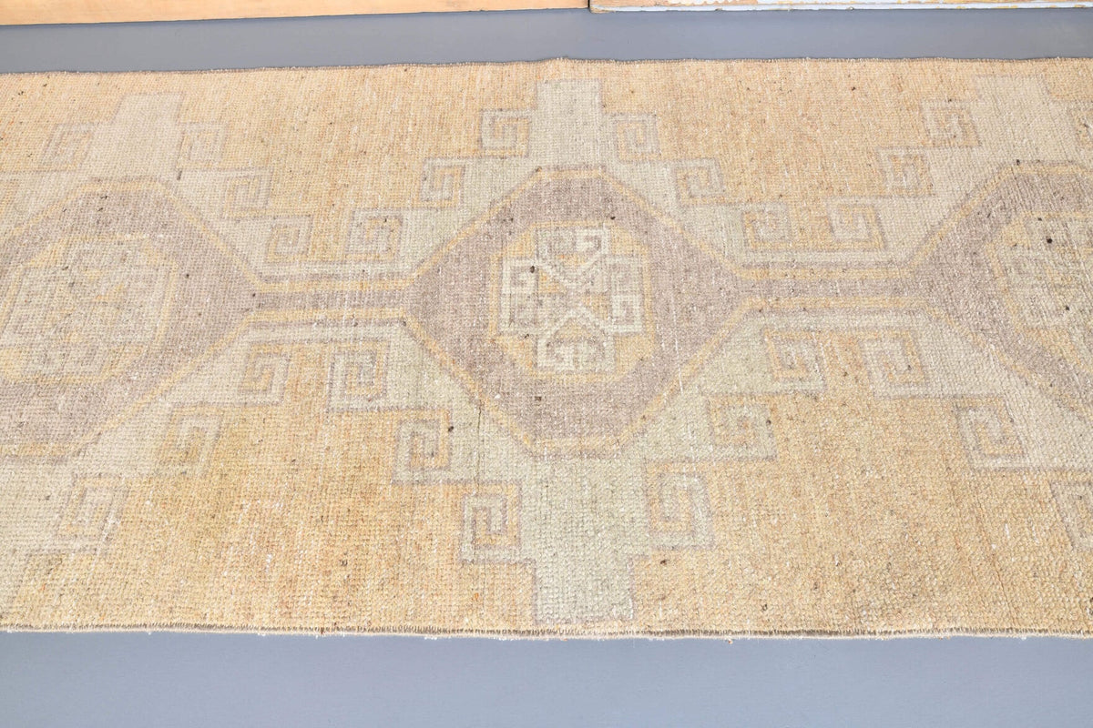 El yapımı vintage yolluk 81x284 cm tribal desenli yün - desen detayı
