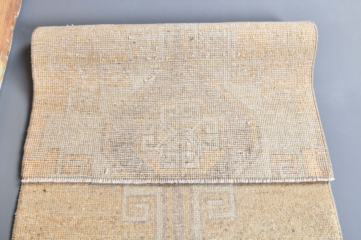 El yapımı vintage yolluk 81x284 cm tribal desenli yün - üstten görünüm