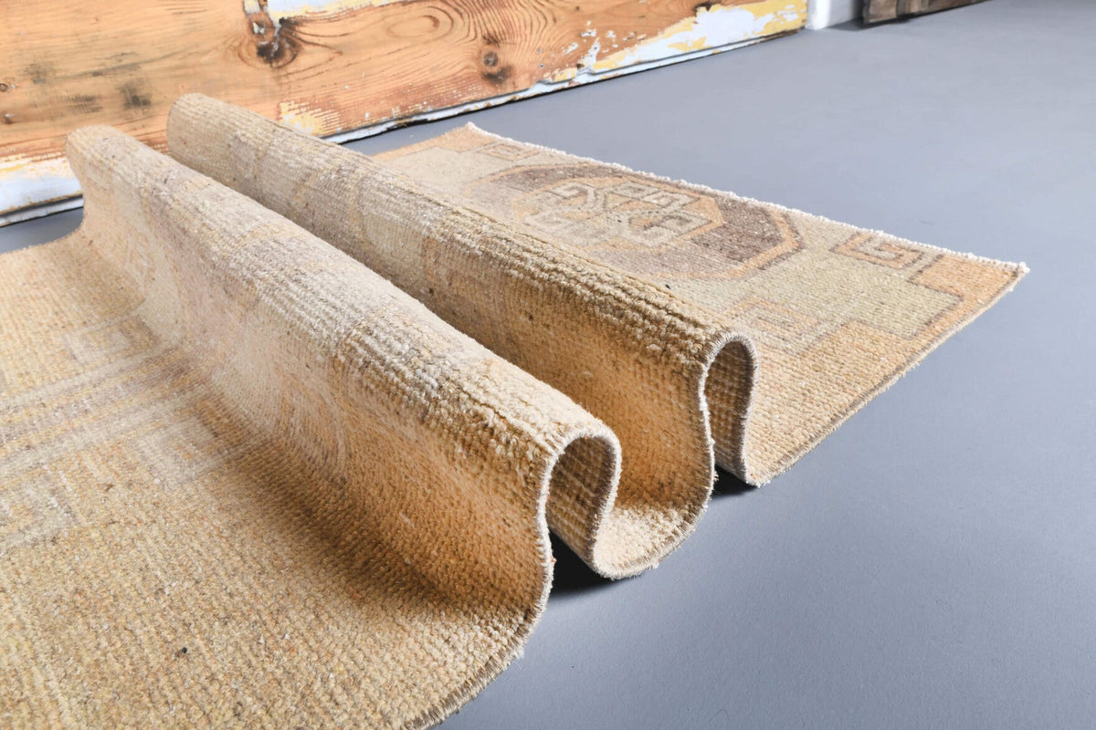 El yapımı vintage yolluk 81x284 cm tribal desenli yün - açık alan görünümü