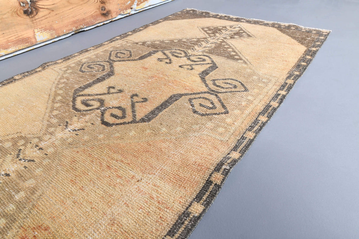 Vintage Orange Oushak Runner Rug