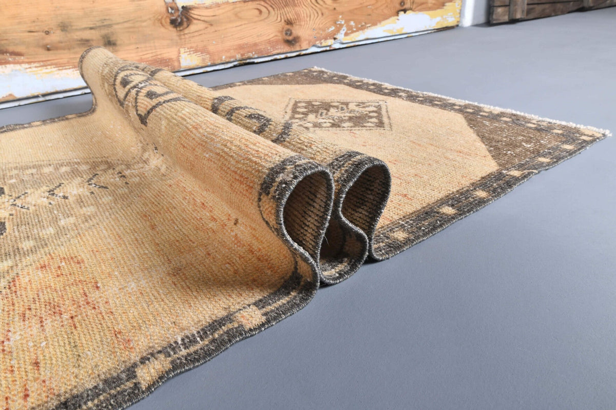 Vintage Orange Oushak Runner Rug