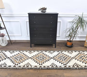 El yapımı vintage yolluk 79x318 cm geometrik desenli yün - detay görünümü