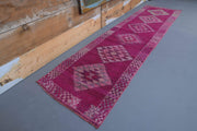 El yapımı vintage yolluk 79x302 cm geometrik desenli yün - detay görünümü