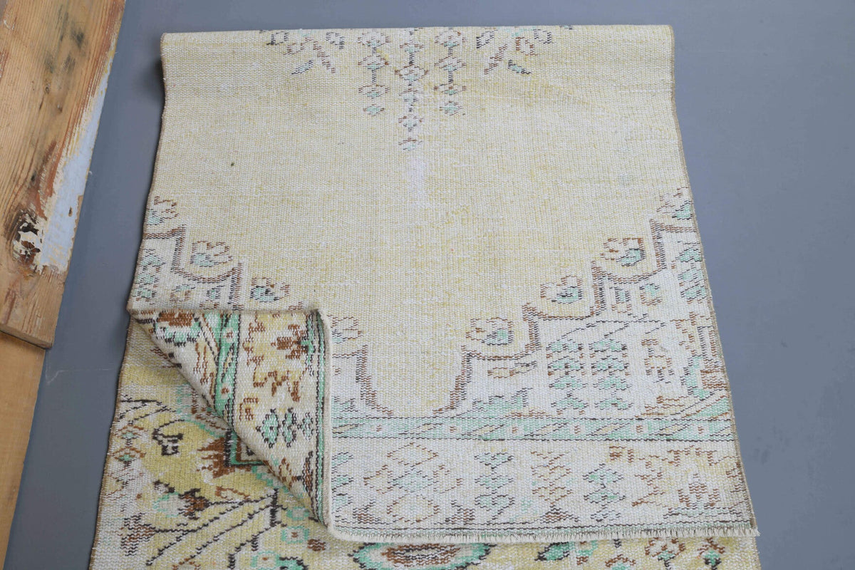 El yapımı vintage yolluk 91x290 cm çiçek desenli desenli yün - mekan görünümü
