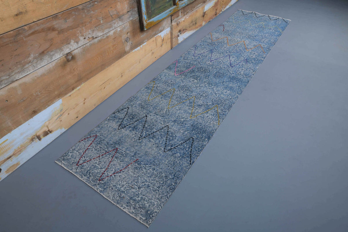 Blue Vintage Anatolian Runner Rug