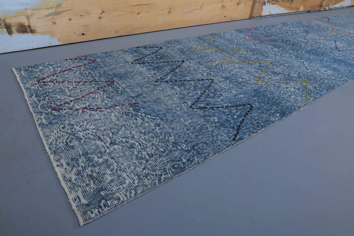 Blue Vintage Anatolian Runner Rug