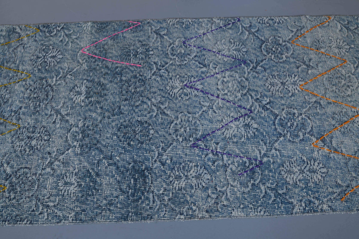 Blue Vintage Anatolian Runner Rug