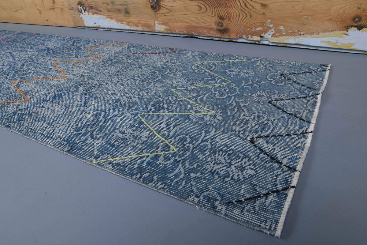 Blue Vintage Anatolian Runner Rug