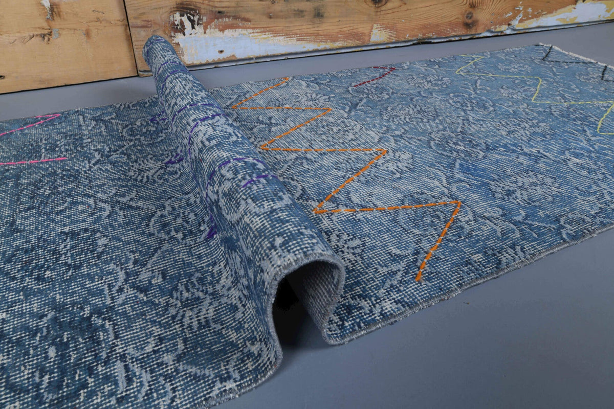 Blue Vintage Anatolian Runner Rug