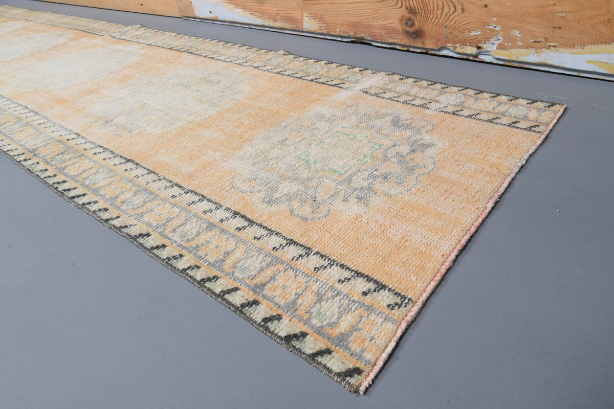 El yapımı vintage yolluk 76x315 cm bordürlü desenli yün - desen detayı