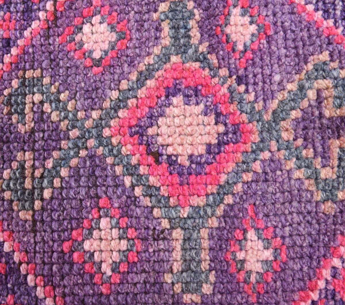 El yapımı vintage yolluk 61x274 cm geometrik desenli yün - kenar ve saçak detayı
