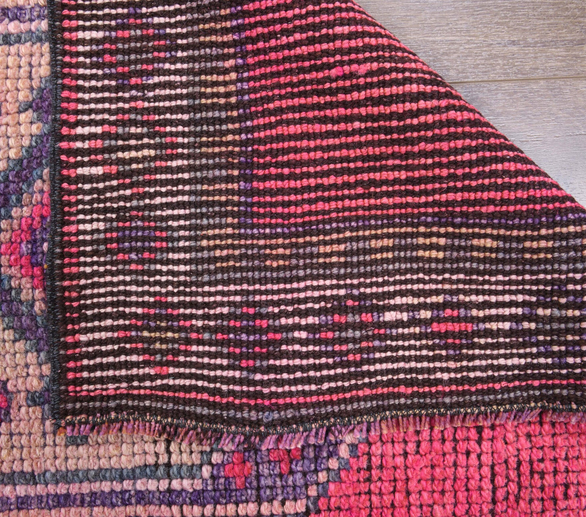 El yapımı vintage yolluk 61x274 cm geometrik desenli yün - desen detayı