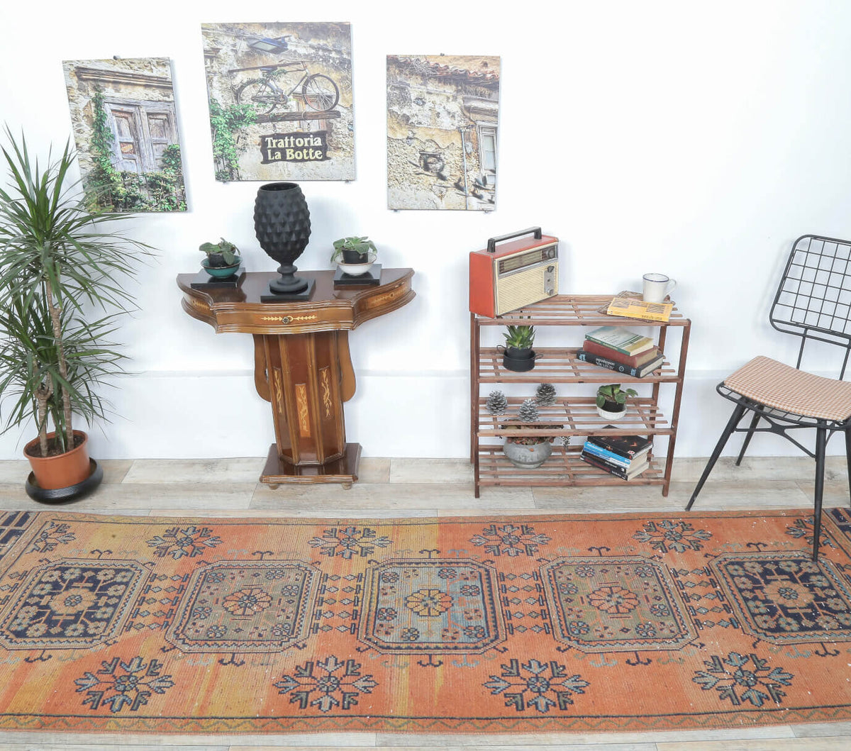 3x10 Vintage Handwoven Orange Runner Rug