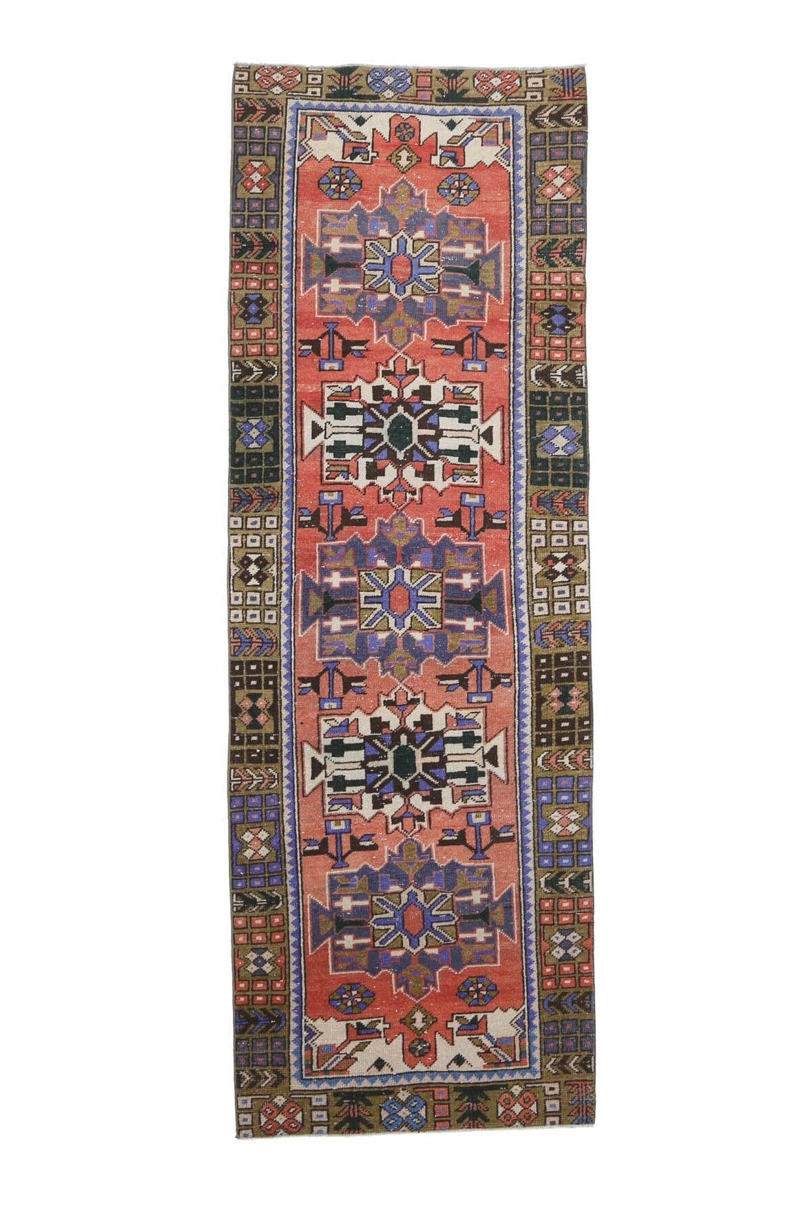 El yapımı vintage yolluk 97x305 cm oryantal desenli yün - farklı açıdan görünüm