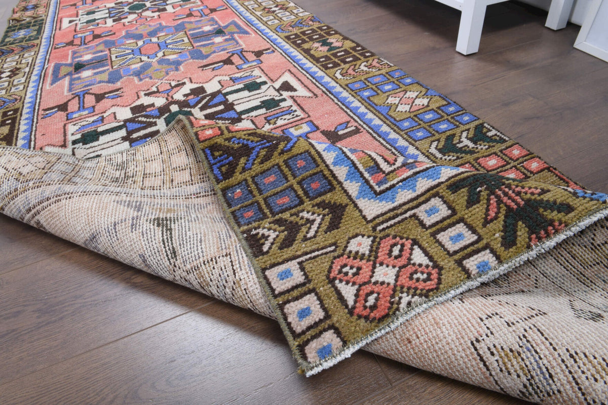 El yapımı vintage yolluk 97x305 cm oryantal desenli yün - açık alan görünümü