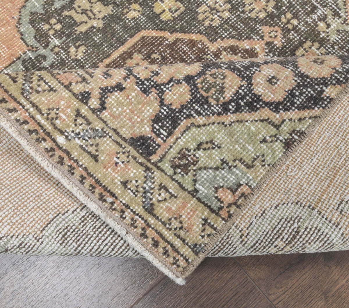 El yapımı vintage yolluk 91x305 cm oryantal desenli yün - desen detayı