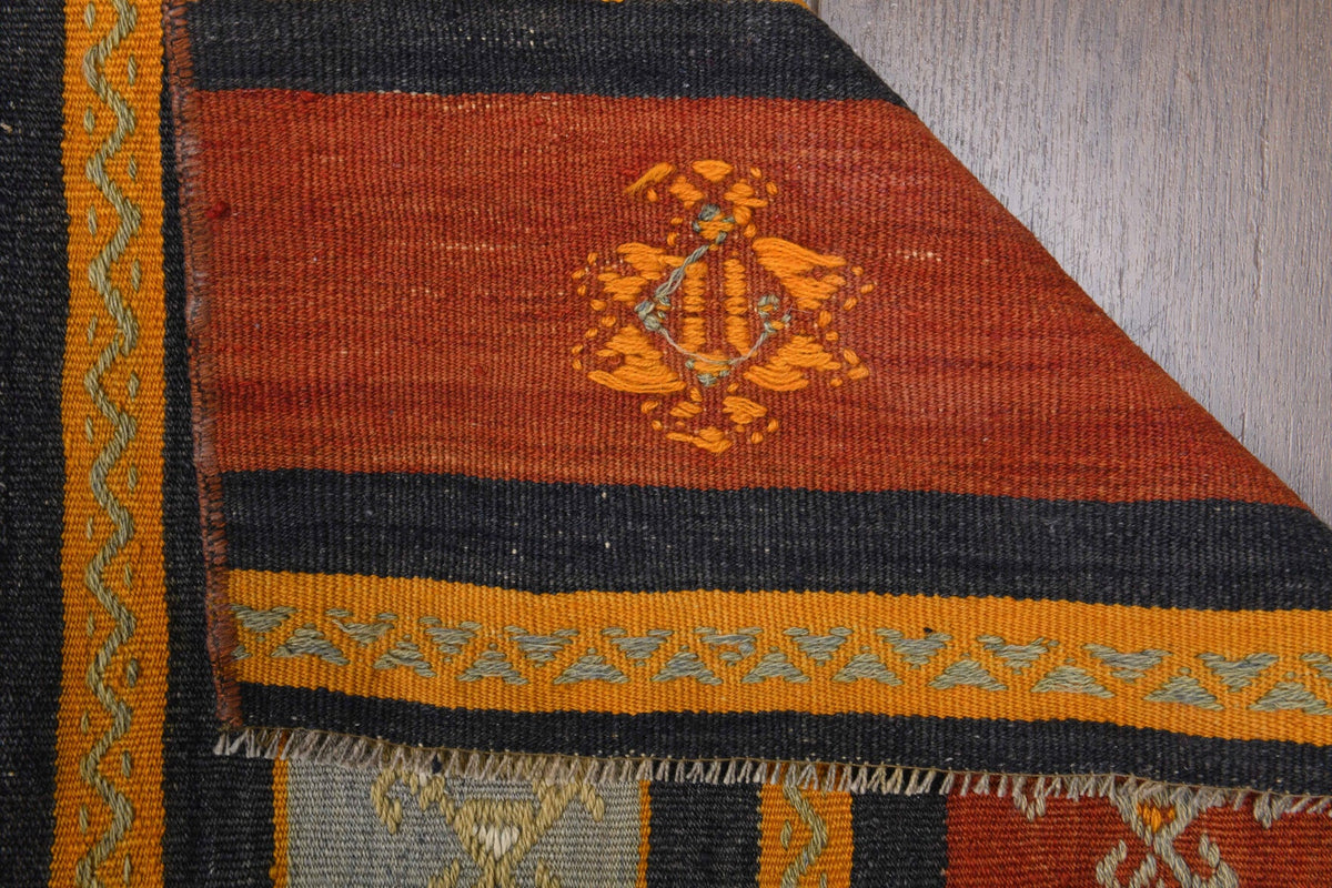 El yapımı vintage yolluk 79x300 cm çizgili desenli yün - desen detayı