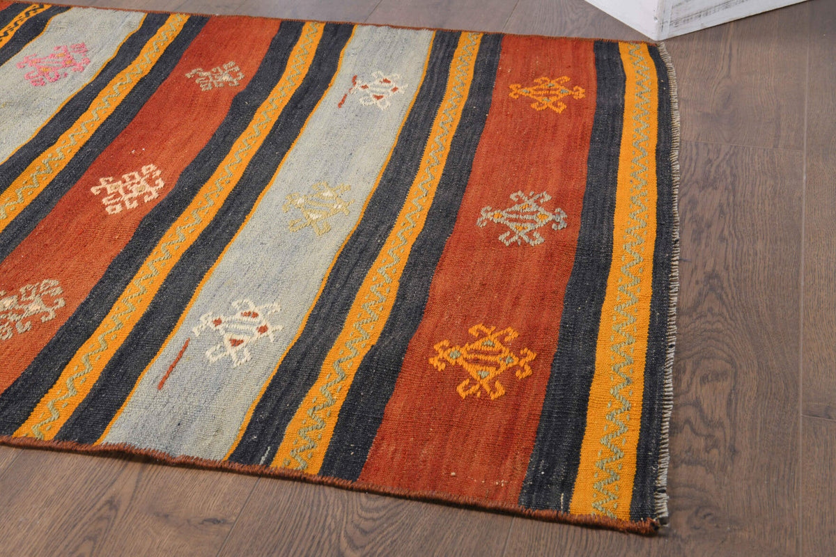 El yapımı vintage yolluk 79x300 cm çizgili desenli yün - mekan görünümü