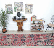 El yapımı vintage yolluk 89x310 cm geometrik desenli yün - detay görünümü