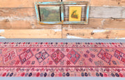 El yapımı vintage yolluk 86x318 cm i̇kat desenli yün - detay görünümü