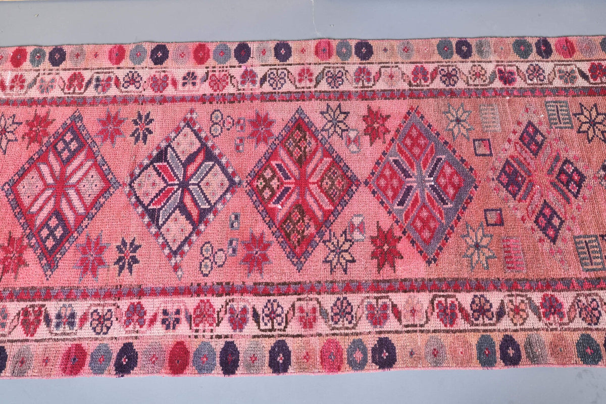 El yapımı vintage yolluk 86x318 cm i̇kat desenli yün - desen detayı