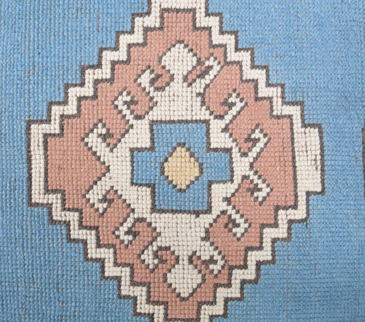 El yapımı vintage yolluk 97x290 cm geometrik desenli yün - üstten görünüm