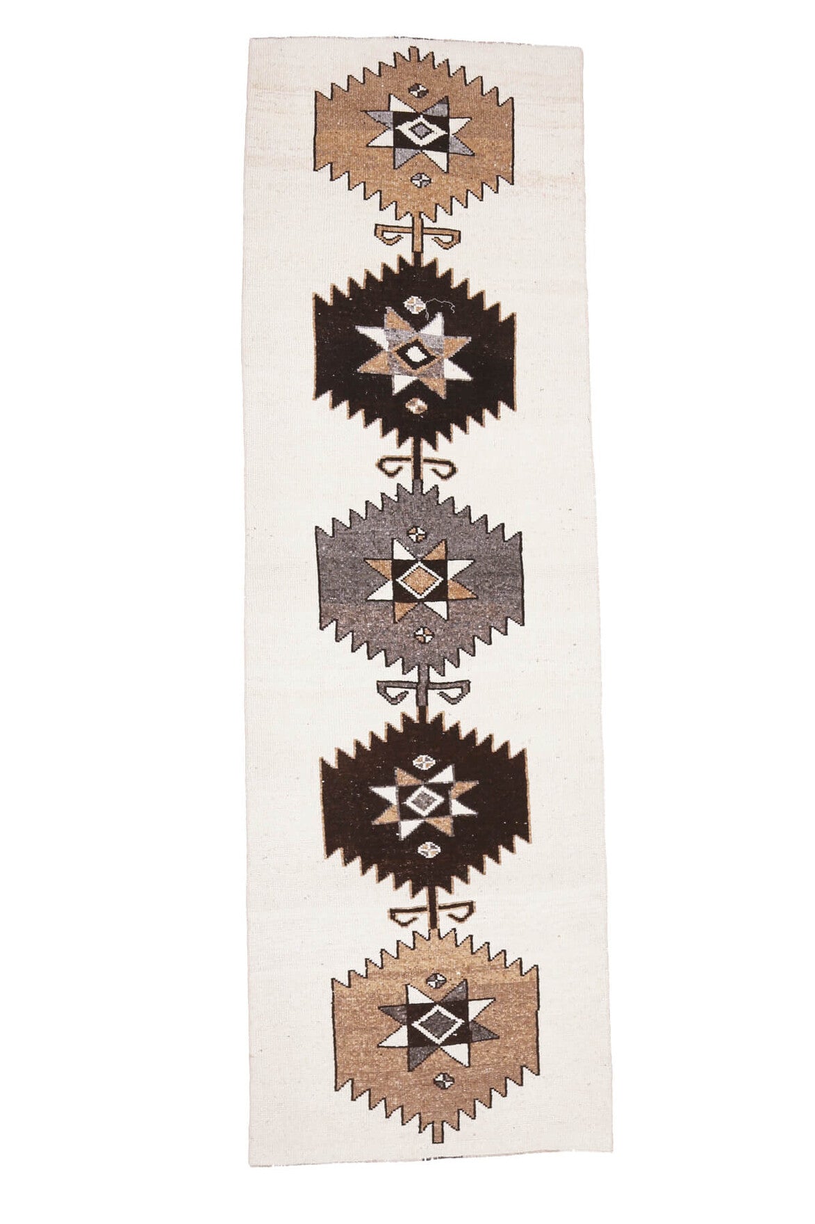 El yapımı vintage yolluk 94x310 cm oryantal desenli yün