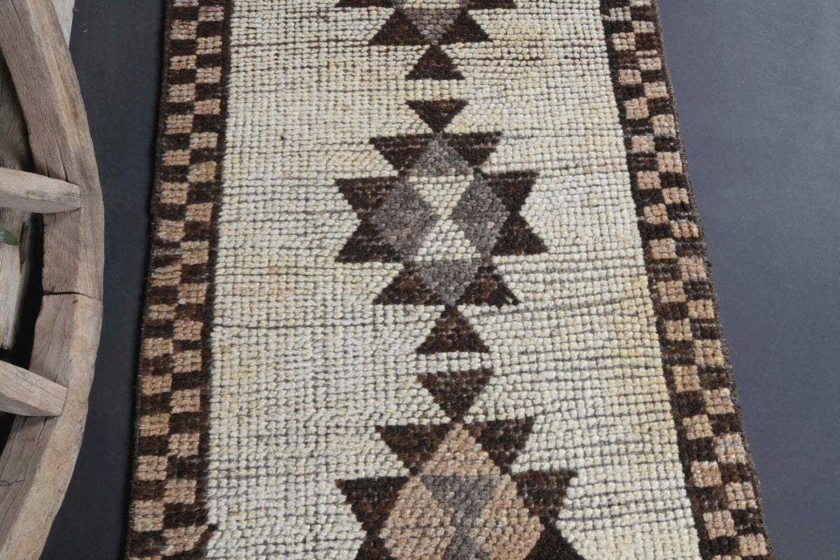 El yapımı vintage yolluk 81x345 cm oryantal desenli yün - desen detayı