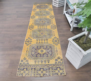 El yapımı vintage yolluk 76x325 cm çiçek desenli desenli yün - detay görünümü
