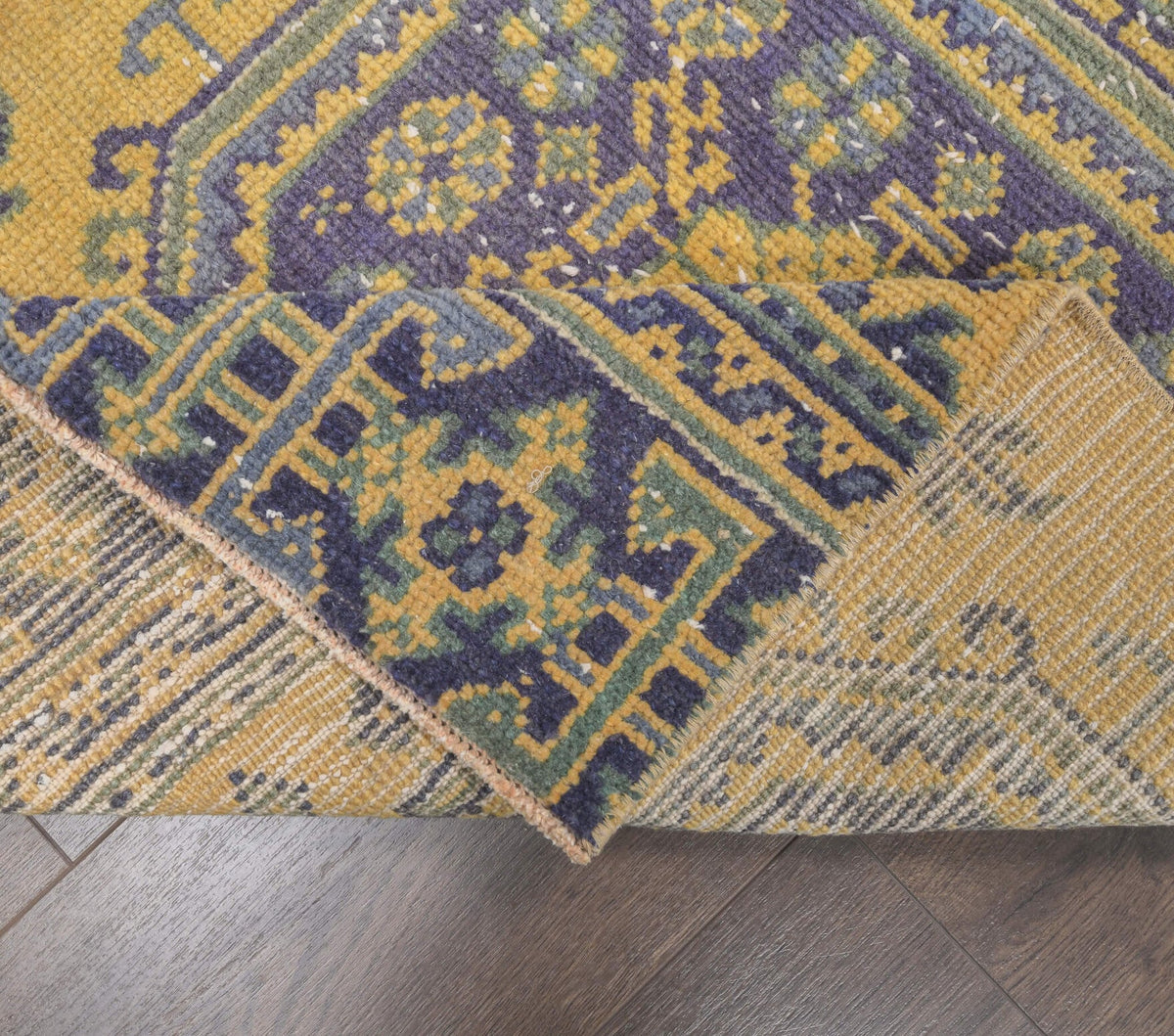 El yapımı vintage yolluk 76x325 cm çiçek desenli desenli yün - desen detayı
