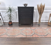El yapımı vintage yolluk 91x348 cm geometrik desenli yün - detay görünümü