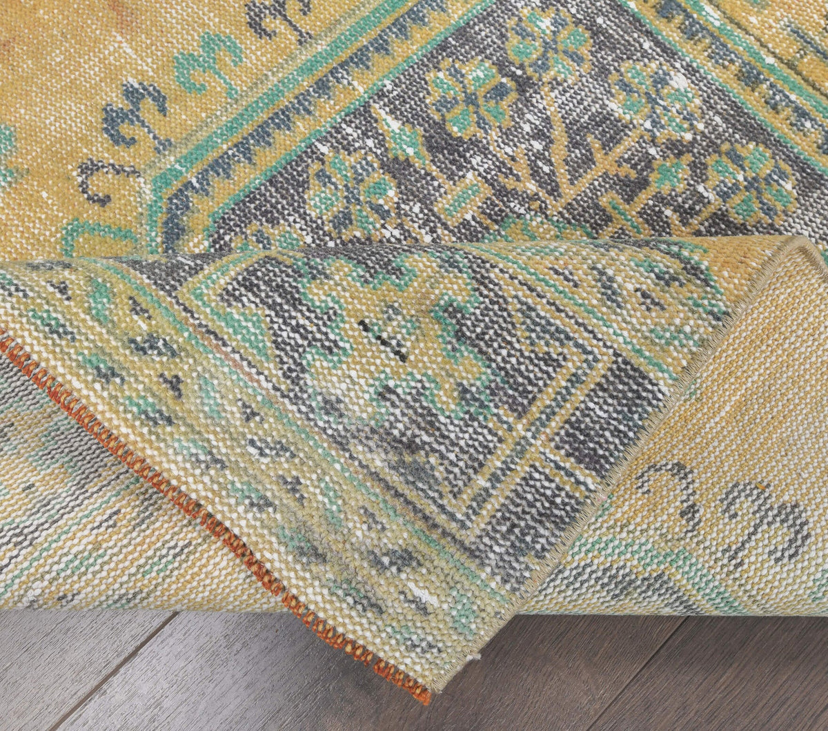 El yapımı vintage yolluk 79x353 cm çiçek desenli desenli yün - mekan görünümü