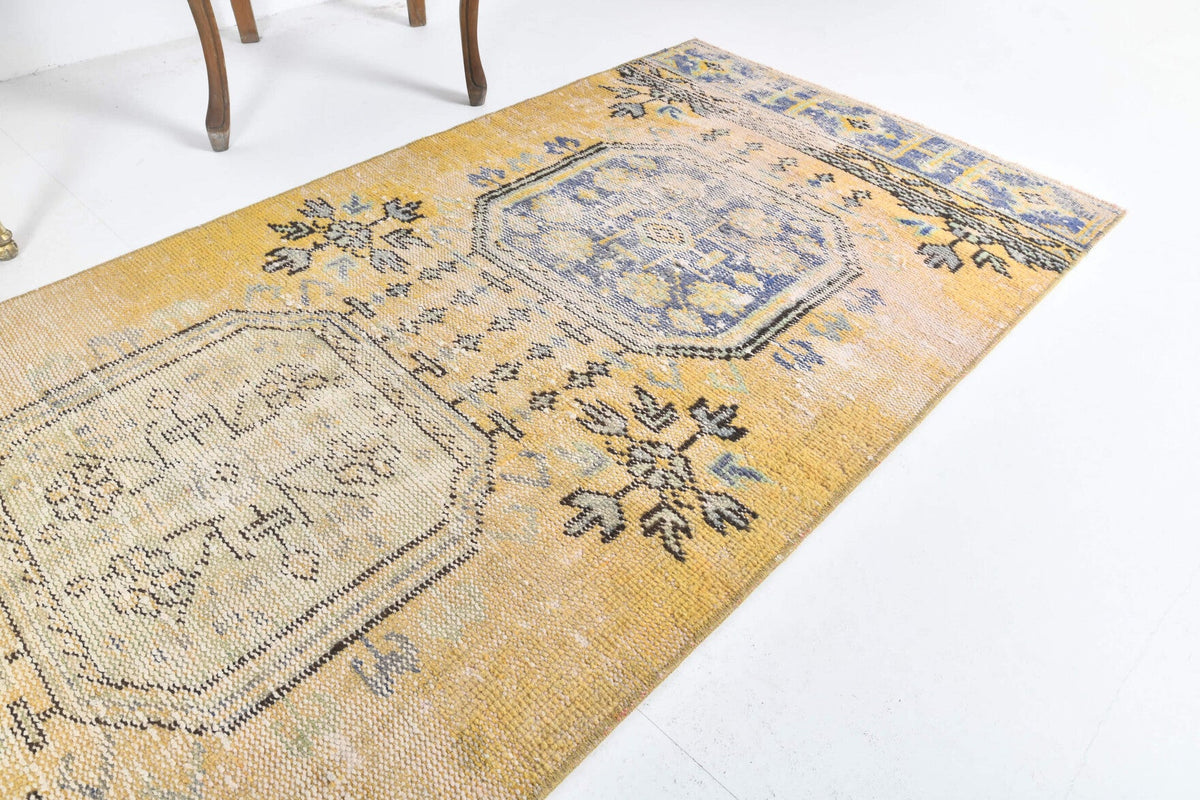 El yapımı vintage yolluk 81x338 cm i̇kat desenli yün - desen detayı