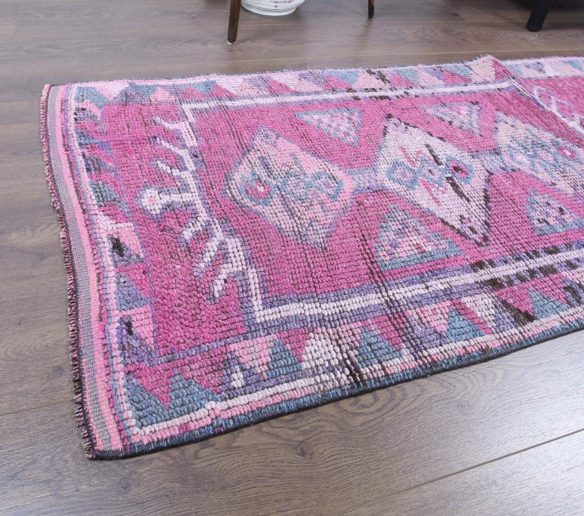 Vintage Purple Herki Runner Rug