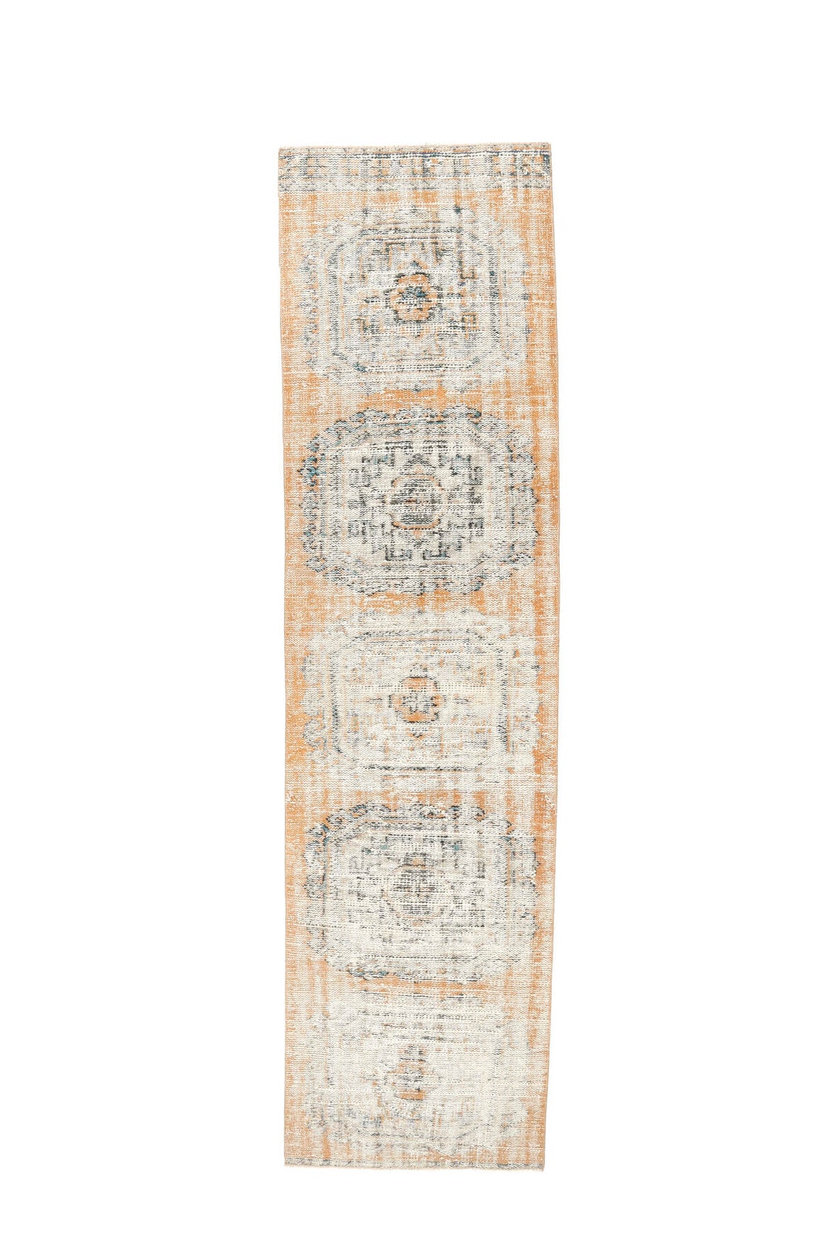 El yapımı vintage yolluk 89x335 cm geometrik desenli yün - açık alan görünümü